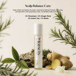 Rosemary Leave-In Scalp Roller Serum with rosemary, green tea leaves, ginger root, and biotin